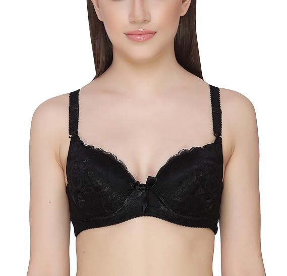 GLAMORAS Women’s Lace Bra – Cotton Spandex, Padded with Underwire, Elegant Floral Design